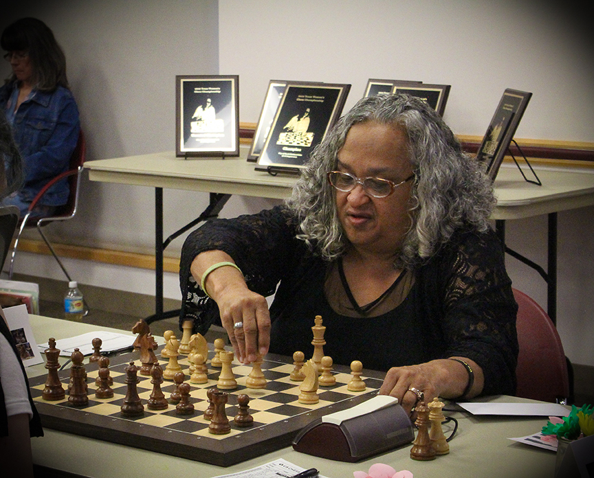 This was Clarese Roberts' second Texas Women's Chess Championship. Photo by Sheryl Mc Broom at North Richland Hills Library.