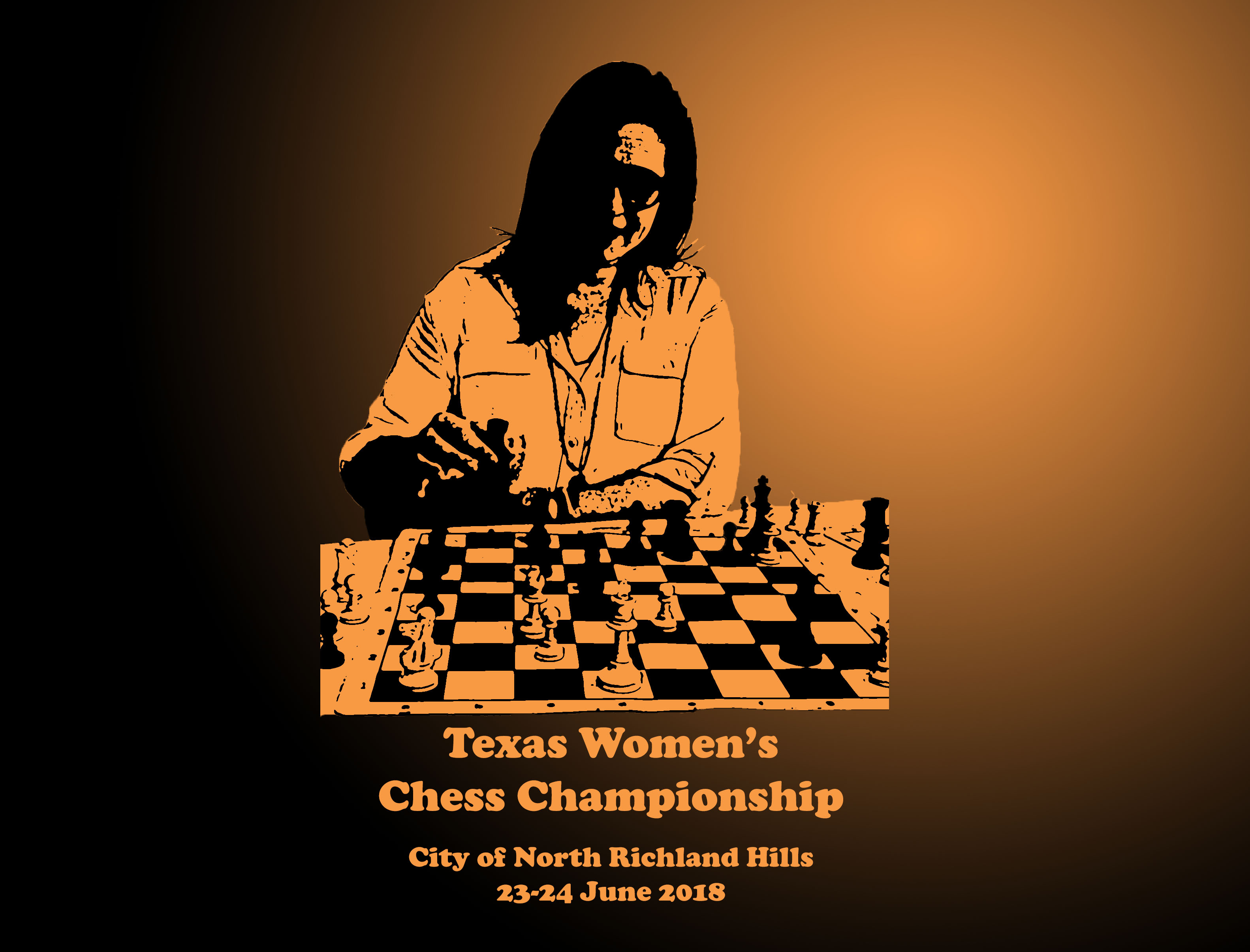 LOGO for 2018 Texas Women's Chess Championship.  Image and graphics by Jim Hollingsworth.